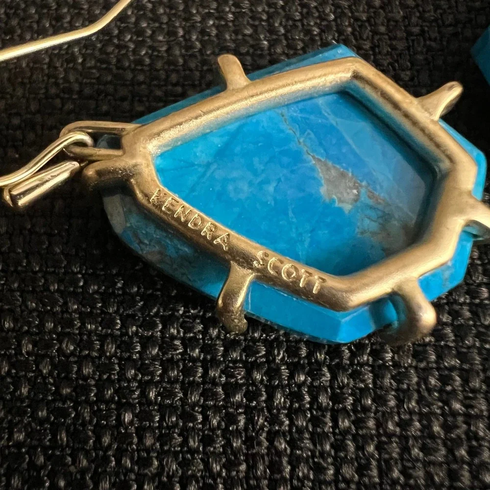 Kendra Scott Danielle Drop Earrings Blue Magnesite Gold Tone Medium Southwestern